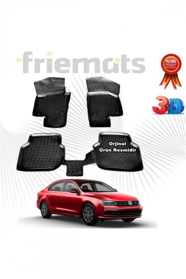 Friemats Vw Jetta 3d Paspas Havuzlu Sedan 2015 - 2020 Arası Siyah ürün görseli 1