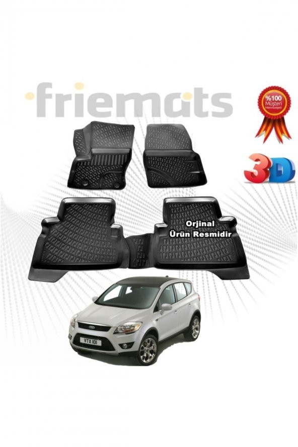 Friemats Ford Kuga 3d Havuzlu Paspas 2008-2012 Arası Siyah 4 Parça ürün görseli 1