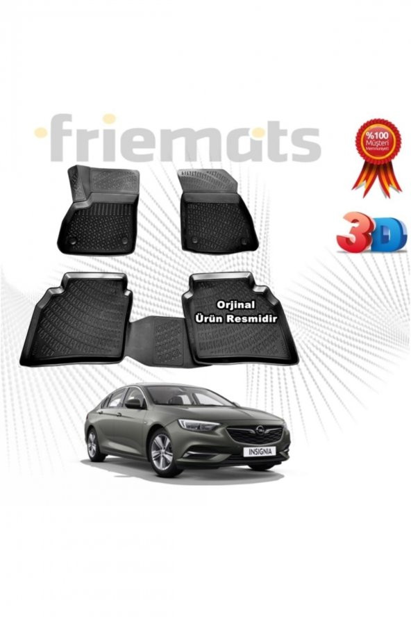 Friemats Opel Insignia 3d Havuzlu Paspas 2017 Sonrası Siyah 4 Parça ürün görseli 1