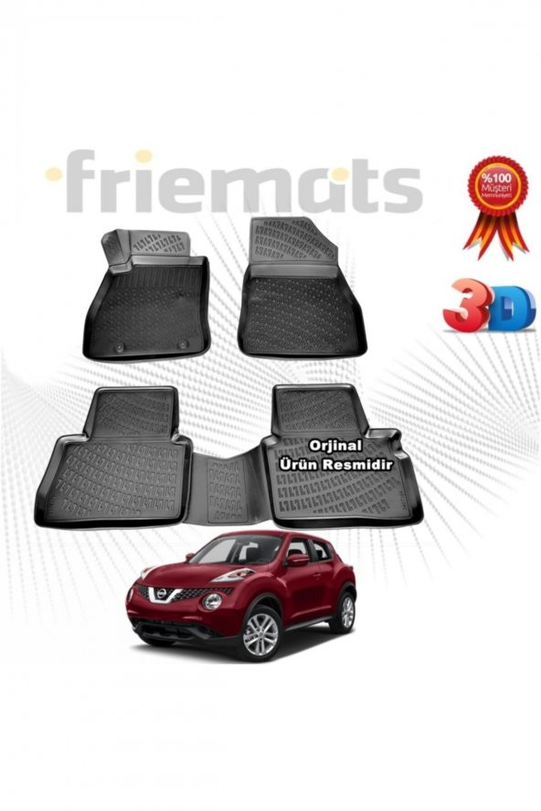 Friemats Nissan Juke 3d Havuzlu Paspas 2014 Sonrası Siyah 4 Parça ürün görseli 1