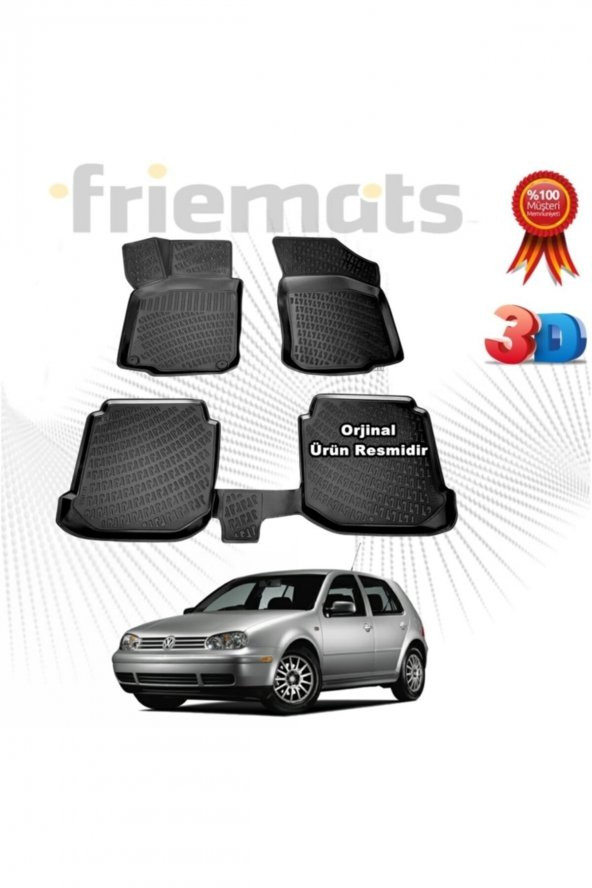 Friemats Vw Golf 4 3d Havuzlu Paspas 1998-2004 Arası Siyah 4 Parça ürün görseli 1