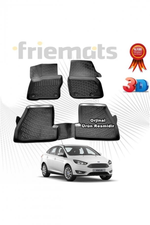 Friemats Ford Focus 4 Sd 3d Havuzlu Paspas 2015-2018 Arası Siyah 4 Parça ürün görseli 1