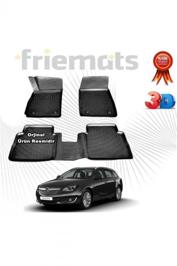 Friemats Opel Insignia Stw 3d Havuzlu Paspas 2008-2016 Arası Siyah 4 Parça ürün görseli 1