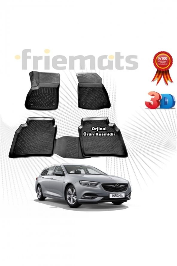 Friemats Opel Insignia Stw 3d Havuzlu Paspas 2017 Sonrası Siyah 4 Parça ürün görseli 1