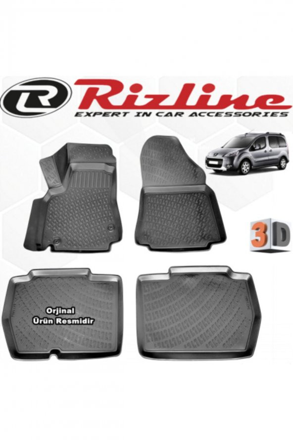 Rizline Peugeot Partner Tepee 3d Paspas Havuzlu 90 Lık 2008 - 2020 Arası Siyah 4 Parça Set ürün görseli 1