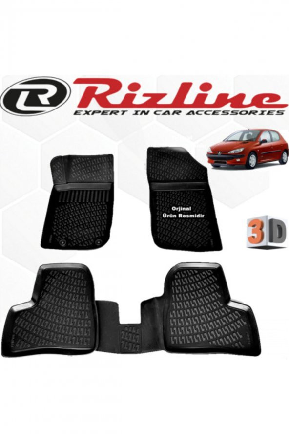 Rizline Peugeot 206 3d Paspas Havuzlu Hb 1998 - 2012 Arası Siyah 4 Parça Set ürün görseli 1