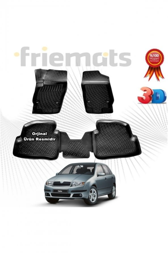 Friemats Skoda Fabia Hb 3d Havuzlu Paspas 1999-2006 Arası Siyah 4 Parça ürün görseli 1