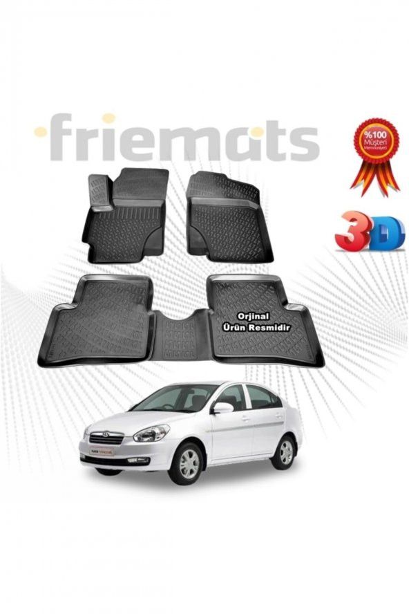 Friemats Hyundai Era 3d Havuzlu Paspas 2006-2012 Arası Siyah 4 Parça ürün görseli 1