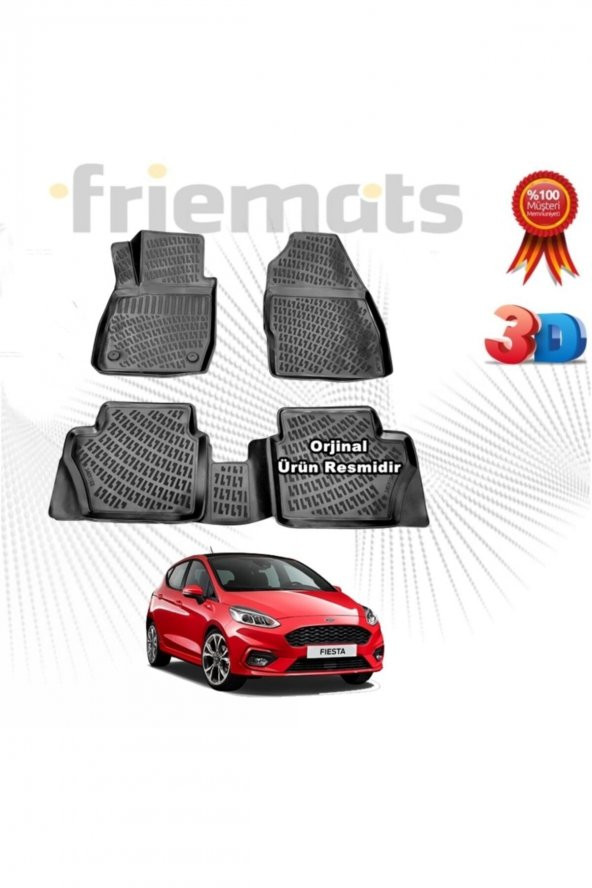 Friemats Ford Fiesta 3d Havuzlu Paspas 2018 Sonrası Siyah 4 Parça ürün görseli 1