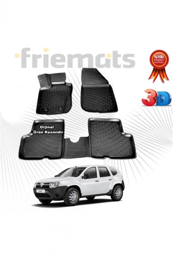 Friemats Dacia Duster 4x2 3d Havuzlu Paspas 2010-2018 Arası Siyah 4 Parça ürün görseli 1