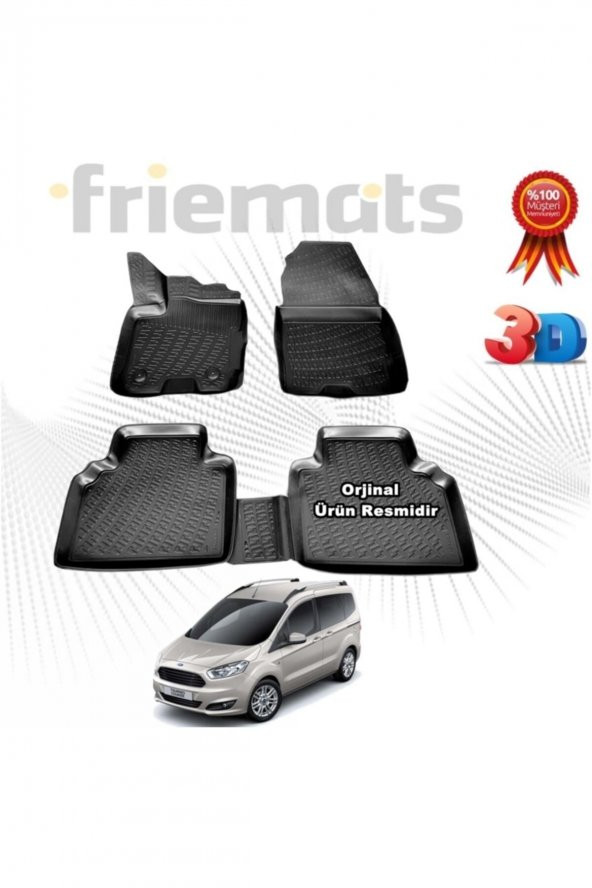 Friemats Ford Courier 3d Havuzlu Paspas 2014 - 2020 Arası Siyah 4 Parça ürün görseli 1