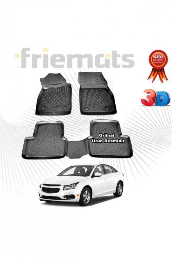 Friemats Chevrolet Cruze Sd 3d Havuzlu Paspas 2011 Sonrası Siyah 4 Parça ürün görseli 1