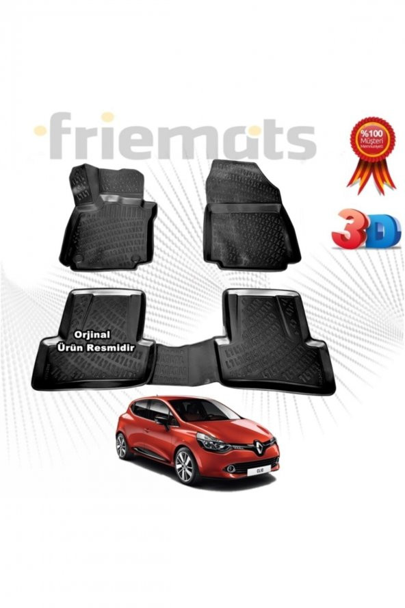 Friemats Renault Clio 4 Hb 3d Havuzlu Paspas 2012 - 2019 Arası Siyah 4 Parça ürün görseli 1