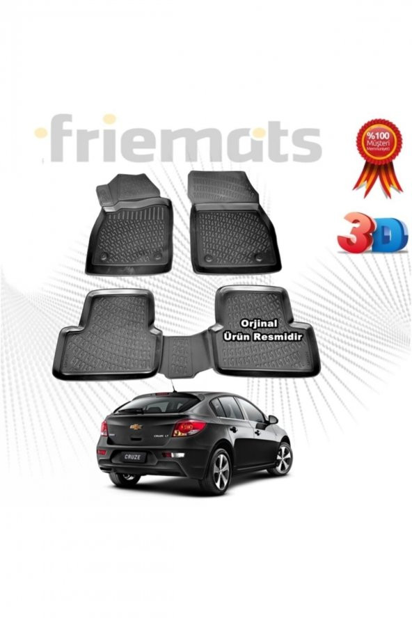 Friemats Chevrolet Cruze Hb 3d Havuzlu Paspas 2011 Sonrası Siyah 4 Parça ürün görseli 1