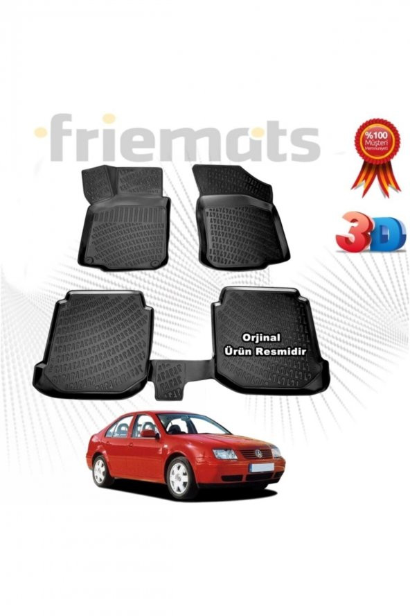 Friemats Vw Bora 3d Havuzlu Paspas 1998-2005 Arası Siyah 4 Parça ürün görseli 1