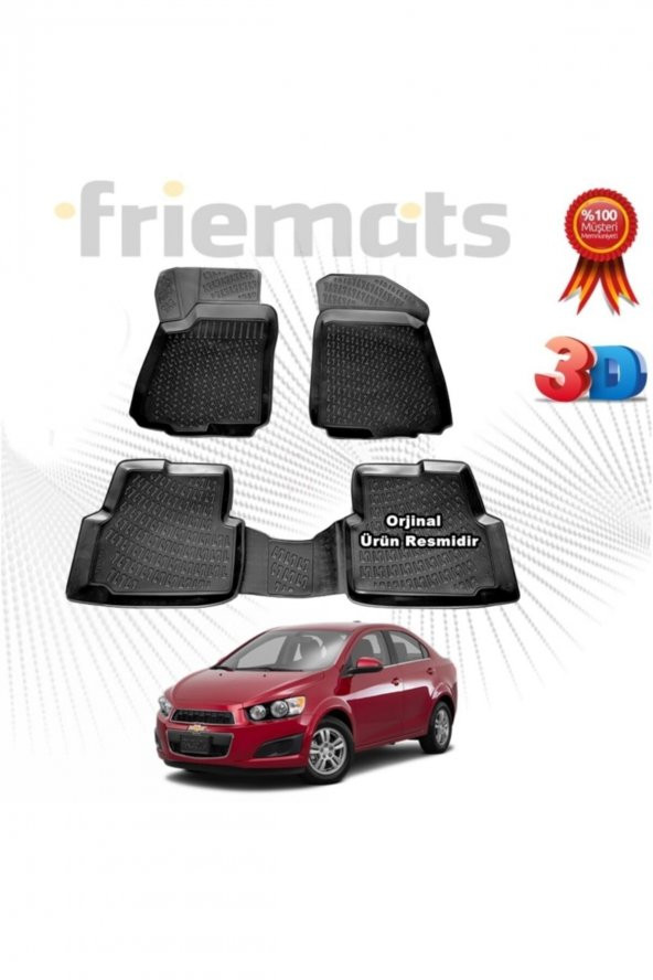Friemats Chevrolet Aveo Sd 3d Havuzlu Paspas 2011 Sonrası Siyah 4 Parça ürün görseli 1