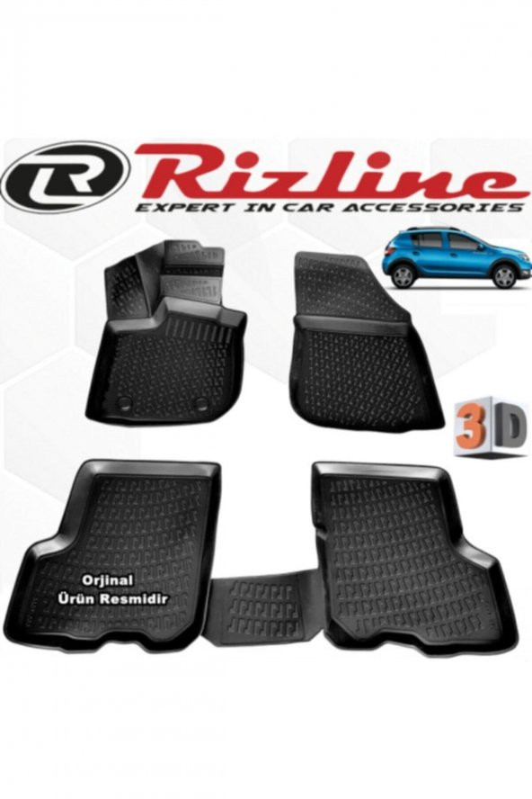 Rizline Dacia Sandero Stepway 3d Paspas Havuzlu 2012 - 2020 Arası Siyah 4 Parça Set ürün görseli 1