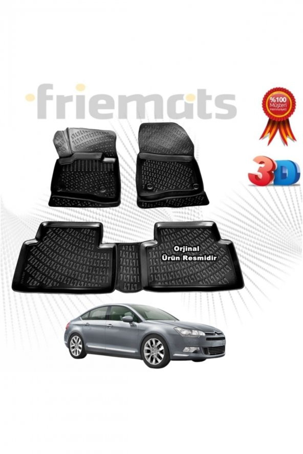Friemats Citroen C5 3d Havuzlu Paspas 2008 Sonrası Siyah 4 Parça ürün görseli 1
