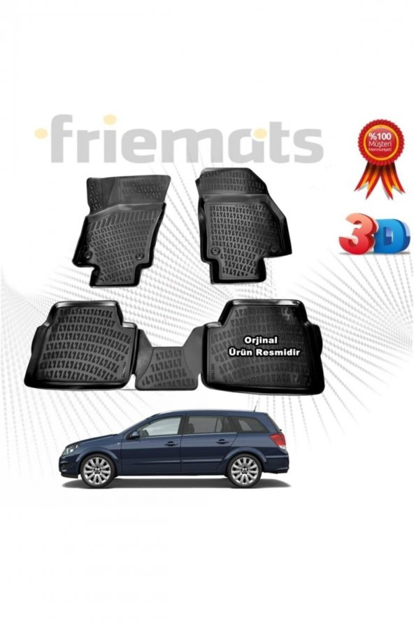 Friemats Opel Astra H 3D Havuzlu Paspas Stw 2004 - 2017 Arası Siyah 4 Parça Marka ürün görseli 1
