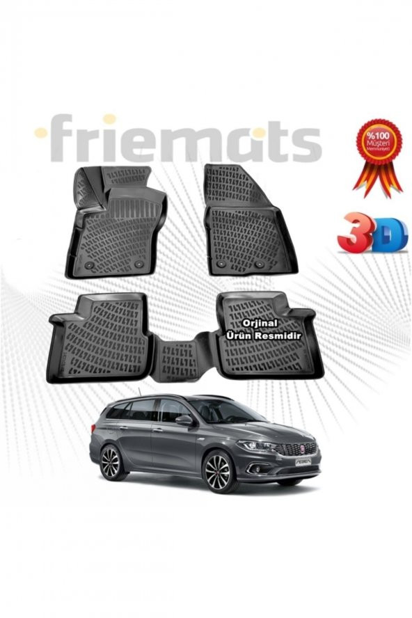 Friemats Fiat Egea Stw 3d Havuzlu Paspas 2016 Sonrası Siyah 4 Parça ürün görseli 1