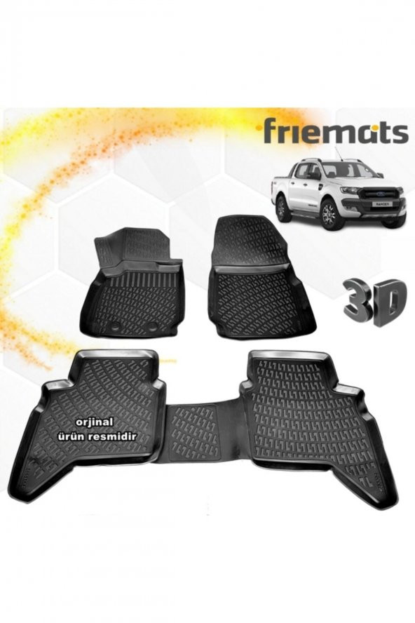 Friemats Ford Ranger 3d Paspas Havuzlu Siyah 2013-2020 Arası 4 Prç ürün görseli 1