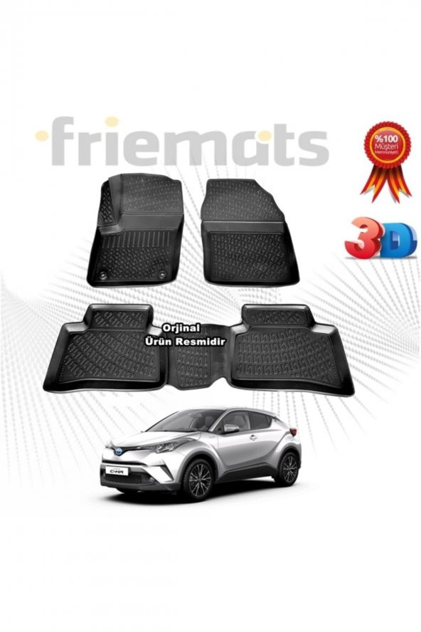 Friemats Toyota C-hr 3d Havuzlu Paspas 2016 - 2020 Arası Siyah 4 Parça ürün görseli 1