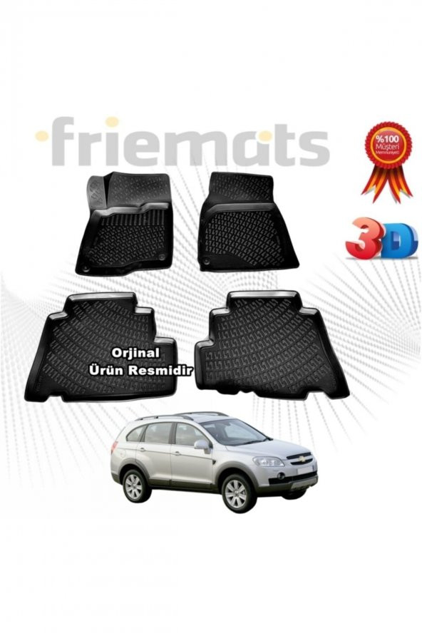 Friemats Chevrolet Captiva 3d Havuzlu Paspas 2007 - 2011 Arası Siyah 4 Parça ürün görseli 1