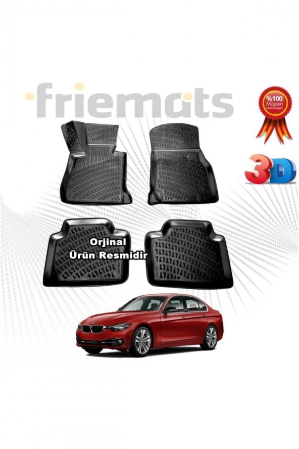 Friemats Bmw F30 3d Havuzlu Paspas 2012 Sonrası Siyah 4 Parça ürün görseli 1
