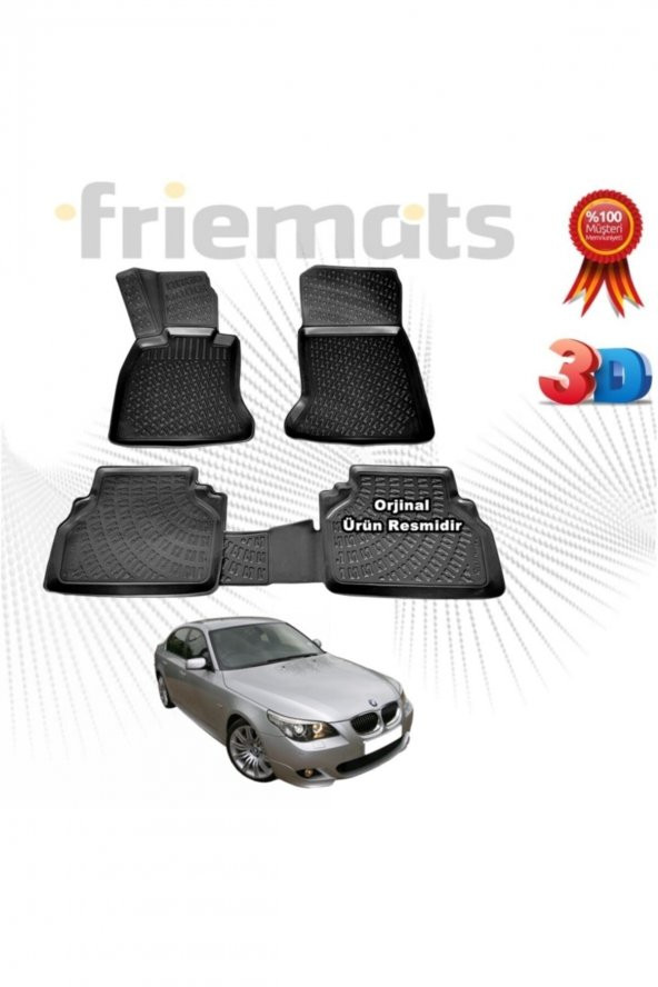 Friemats Bmw E60 3d Havuzlu Paspas 2004-2009 Arası Siyah 4 Parça ürün görseli 1