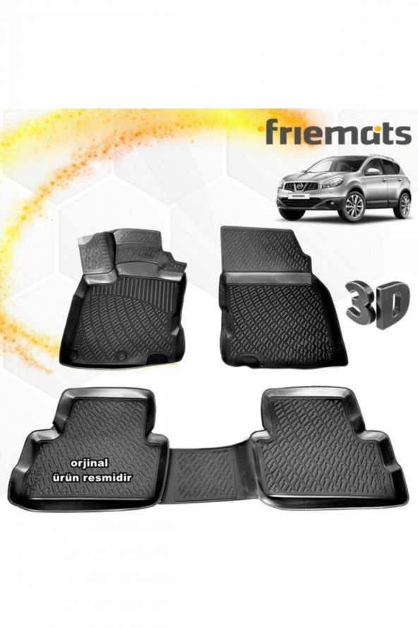 Friemats Nissan Qashqai 3d Paspas Havuzlu Siyah 2007-2014 Arası 4 Prç ürün görseli 1