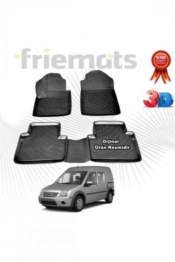 Friemats Ford Connect 3d Havuzlu Paspas 2003 - 2014 Arası Siyah 4 Parça ürün görseli 1