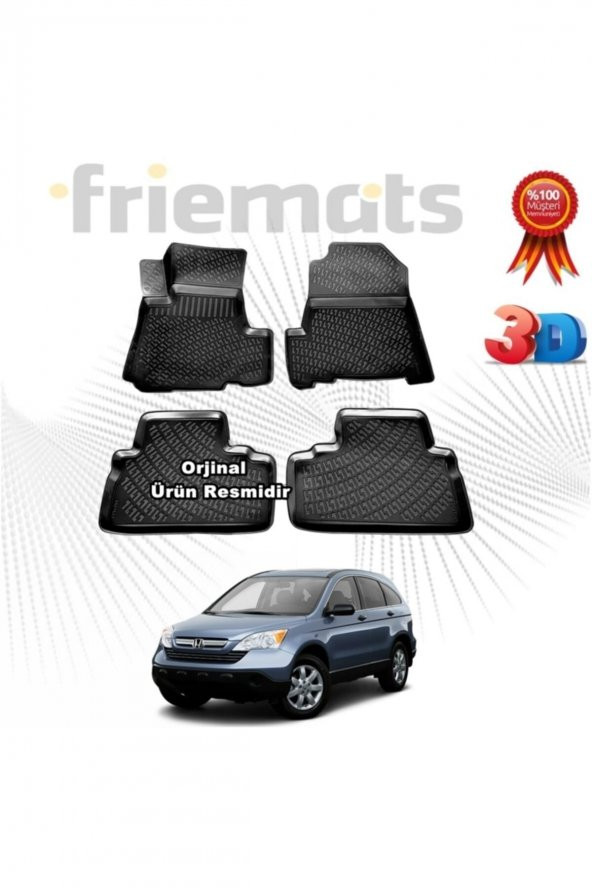 Friemats Honda Crv 3d Havuzlu Paspas 2007-2012 Arası Siyah 4 Parça ürün görseli 1
