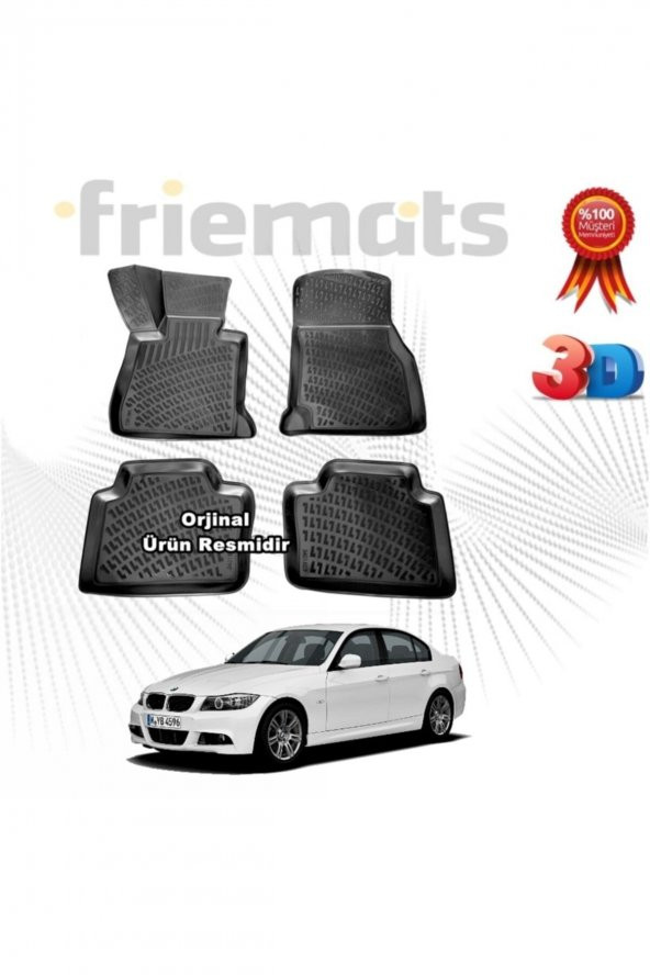 Friemats Bmw E90 3d Havuzlu Paspas 2005-2013 Arası Siyah 4 Parça ürün görseli 1