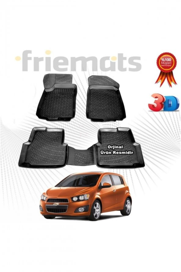 Friemats Chevrolet Aveo Hb 3d Havuzlu Paspas 2011 Sonrası Siyah 4 Parça ürün görseli 1