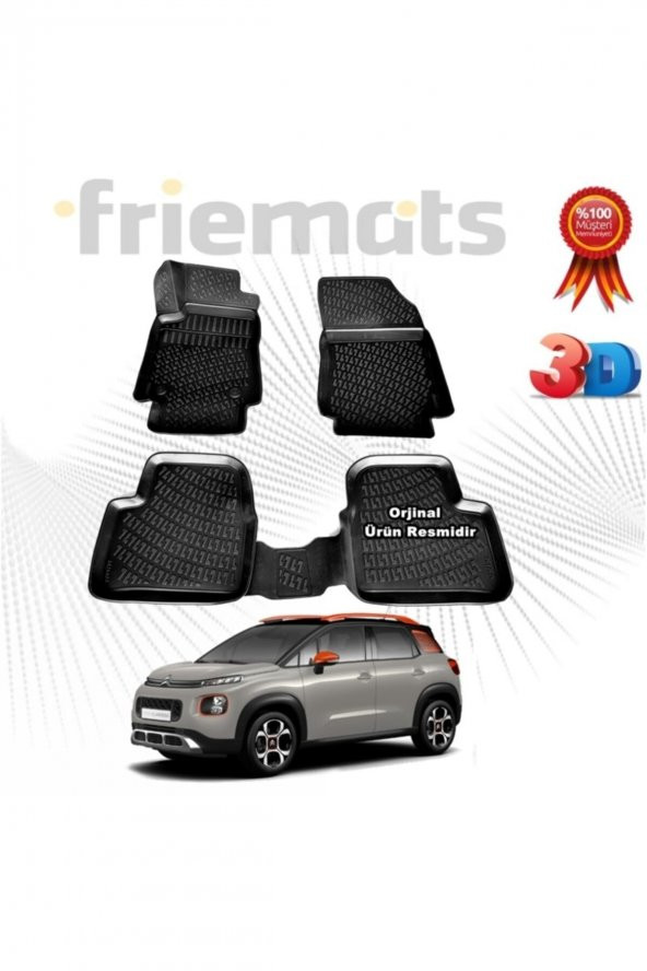 Friemats Citroen C3 Aırcross 3d Havuzlu Paspas 2018 Sonrası Siyah 4 Parça ürün görseli 1