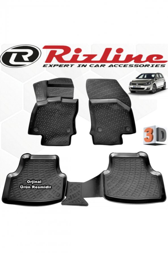 Rizline Vw Golf 7 3d Paspas Havuzlu Hb 2013 - 2019 Arası Siyah 4 Lü Set ürün görseli 1