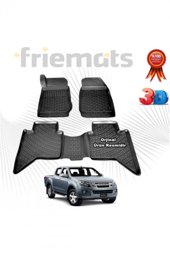Friemats Isuzu D-max 3d Havuzlu Paspas 2013-2020 Arası Siyah 4 Parça ürün görseli 1