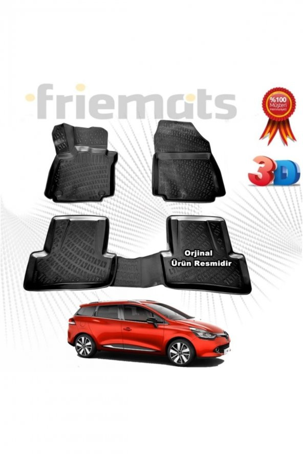 Friemats Renault Clio 4 Stw 3d Havuzlu Paspas 2012 - 2019 Arası Siyah 4 Parça ürün görseli 1