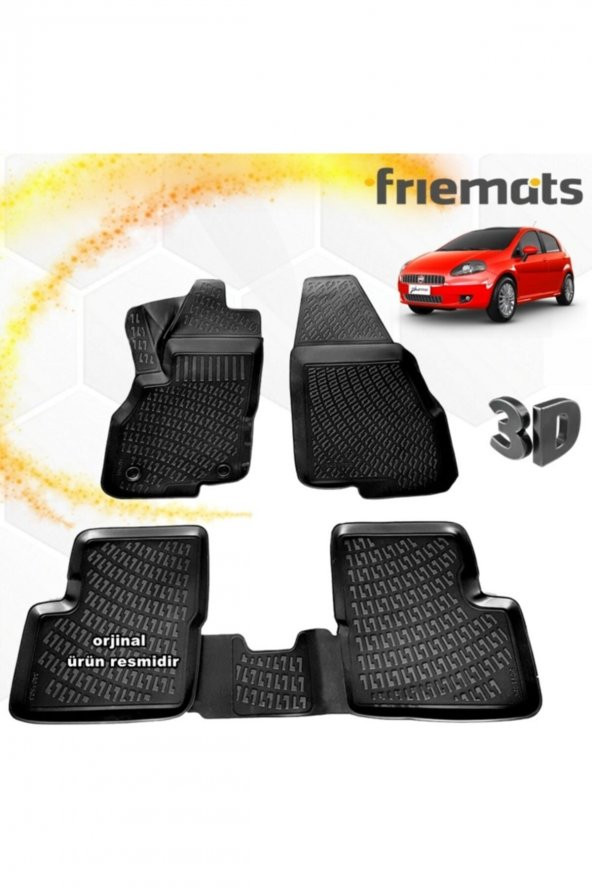 Friemats Fiat Punto 3d Paspas Havuzlu Siyah 2006-2017 Arası 4 Prç ürün görseli 1