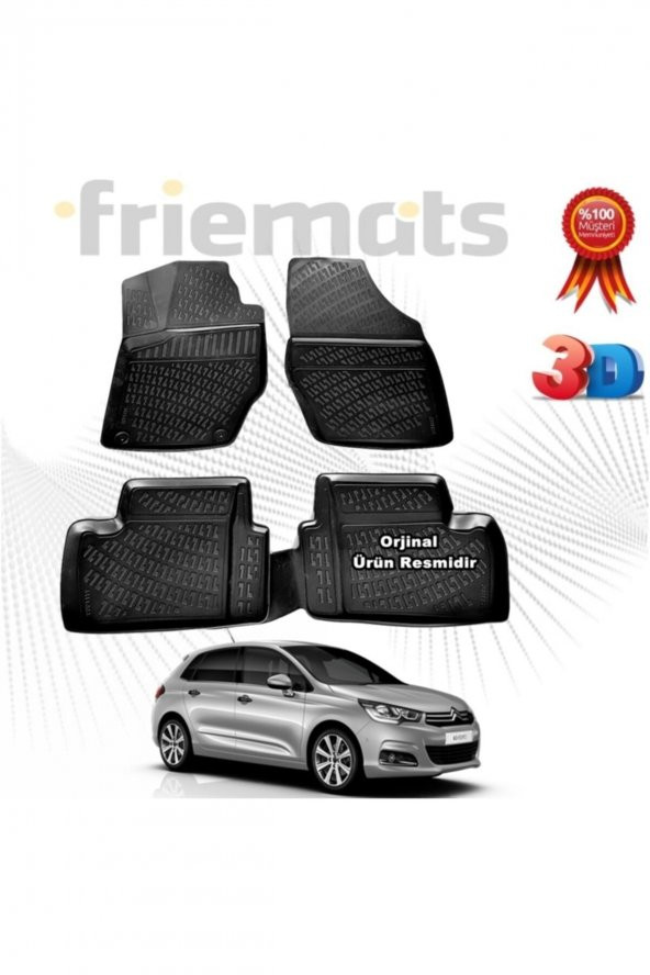 Friemats Citroen C4 Hb 3d Havuzlu Paspas 2011 Sonrası Siyah 4 Parça ürün görseli 1