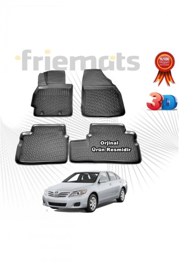 Friemats Toyota Corolla Sd 3d Havuzlu Paspas 2007 - 2012 Arası Siyah 4 Parça ürün görseli 1