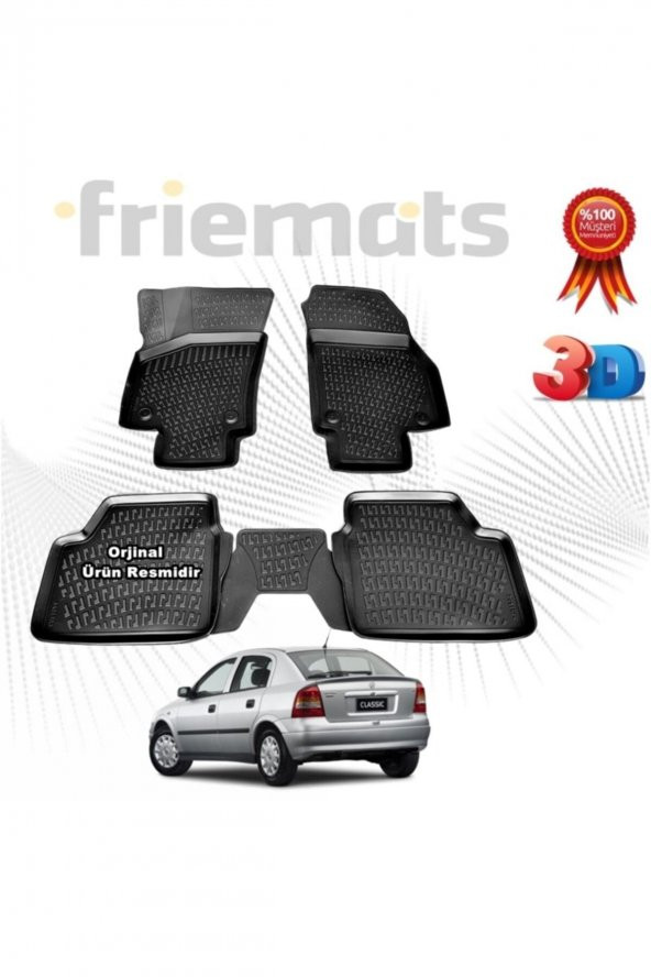 Friemats Opel Astra G 3d Havuzlu Paspas Hb 1998 - 2009 Arası Siyah 4 Parça ürün görseli 1