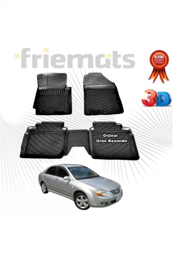 Friemats Kia Cerato 3d Havuzlu Paspas 2004 - 2009 Arası Siyah 4 Parça ürün görseli 1