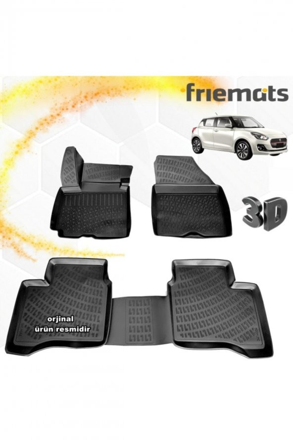 Friemats Suzuki Swift 3d Paspas Havuzlu Siyah 2018 Sonrası 4 Prç ürün görseli 1