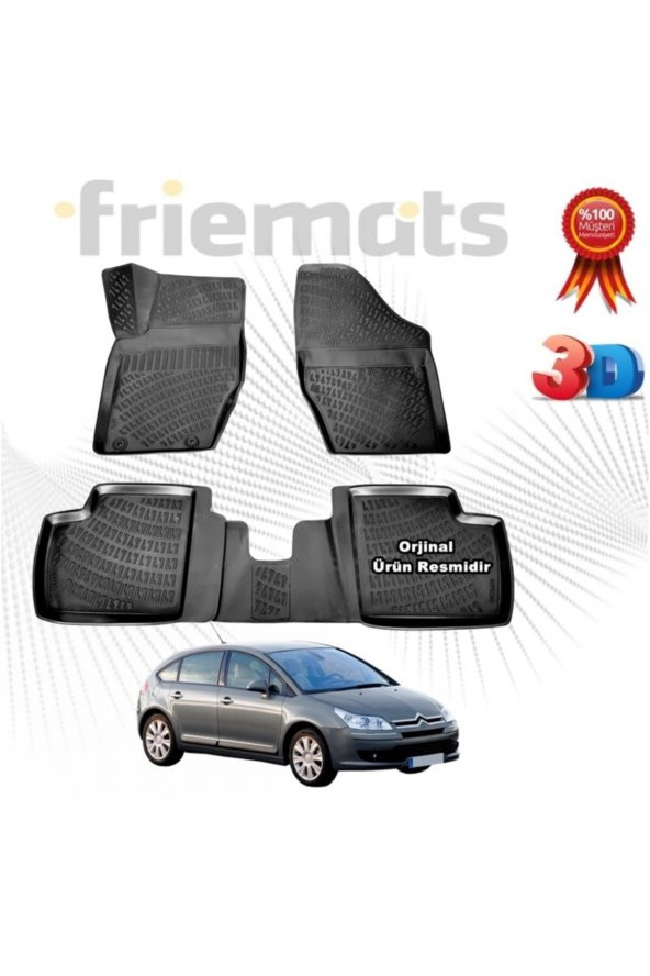Friemats Citroen C4 Hb 3d Havuzlu Paspas 2004-2011 Arası Siyah 4 Parça ürün görseli 1