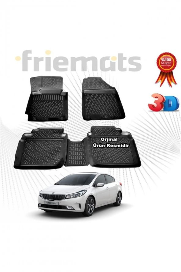 Friemats Kia Cerato 3d Havuzlu Paspas 2016 - 2020 Arası Siyah 4 Parça ürün görseli 1
