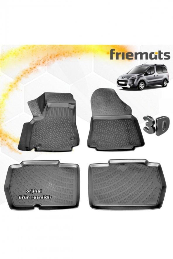 Friemats Peugeot Partner Tepee 110luk 3d Paspas Havuzlu 2008 Sonrası 4 Prç ürün görseli 1