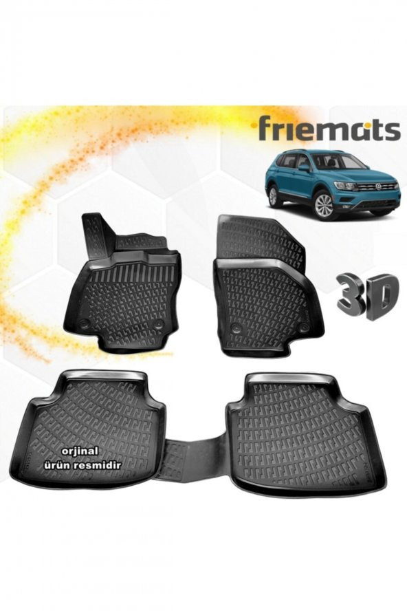 Friemats Vw Tiguan 3d Paspas Havuzlu Siyah 2016-2020 Arası 4 Prç ürün görseli 1