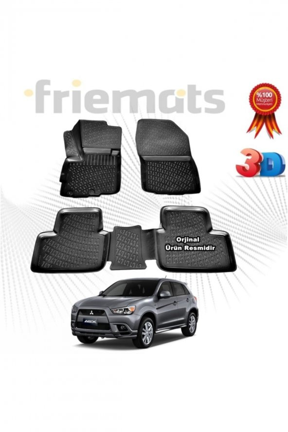 Friemats Mitsubishi Asx 3d Havuzlu Paspas 2010-2015 Arası Siyah 4 Parça ürün görseli 1