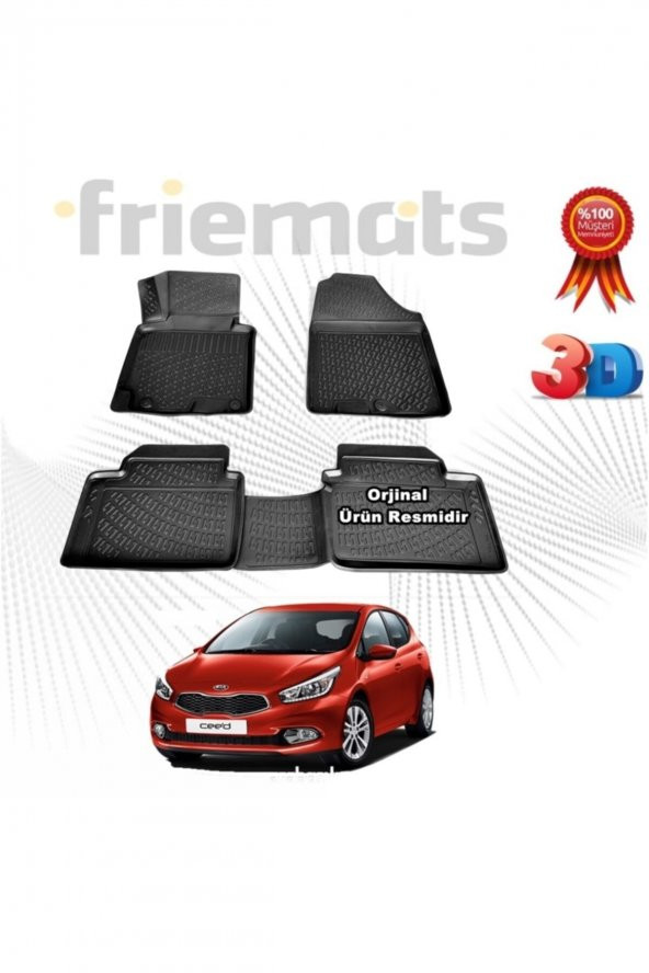 Friemats Kia Ceed 3d Havuzlu Paspas 2012 - 2017 Arası Siyah 4 Parça ürün görseli 1